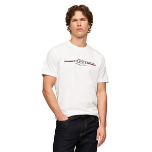 Camiseta Tommy Hilfiger De Algodón Blanco Con Rayas En El Pecho Para Hombre