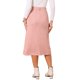thumbnail image 3 of INSPIRE CHIC Falda de Mujer de Gamuza Sintética con Cintura Alta Elástica para Otoño e Invierno, Falda Midi en Línea A con Bolsillos S Rosa Empolvado, 3 of 6