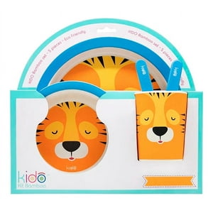 Disparo - Set Bambo Plato Vaso Cubiertos Kido Forma Tigre