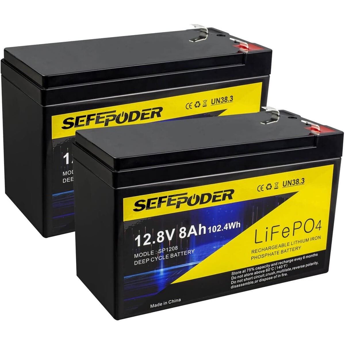 Batería Lifepo4 Sefepoder 12v 8ah Ciclo Profundo Pack 2