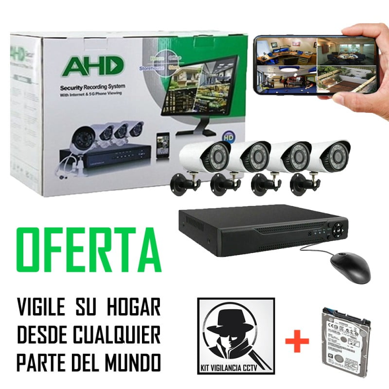 Genérico - Kit 4 Cámaras De Vigilancia + Dvr + Disco 1.000 Gb