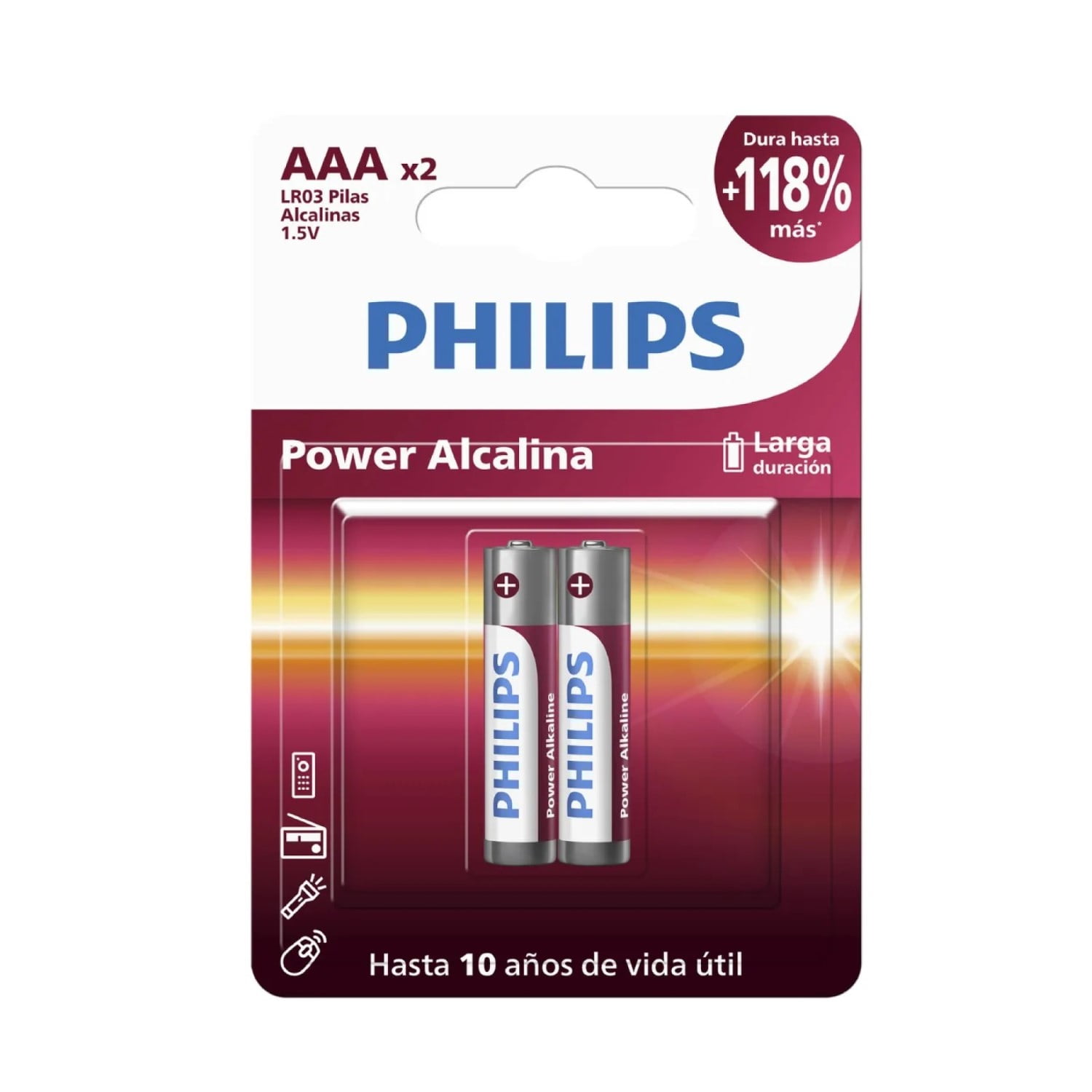 Pack 2 Pilas Aaa Alcalinas Lr03p2b Philips