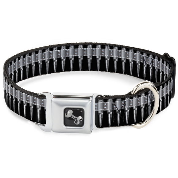 Collar para perro con cierre de hebilla en forma de bala, negro y gris, ancho y mediano