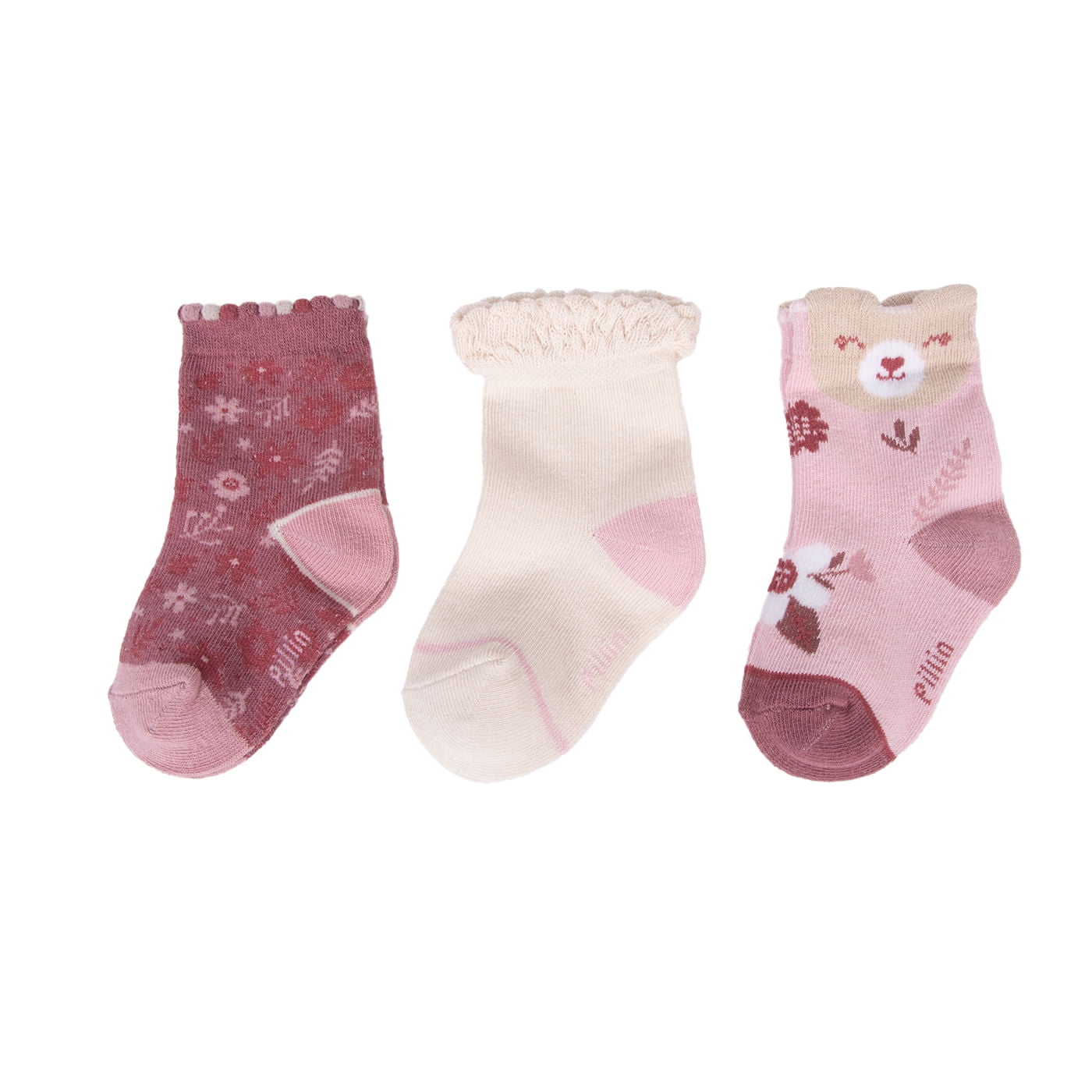 Pillin - Pack 3 Calcetines Bebé Niña Algodón Flores Surtido