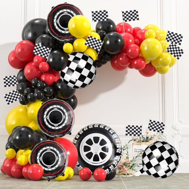 Arco Con Forma De Guirnalda Con Forma De Globo Para Coches De Carreras 178 Unidades Con Banderas A Cuadros