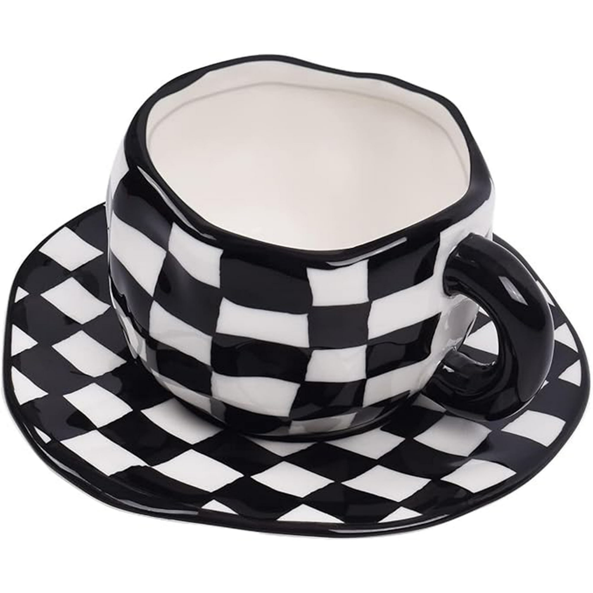 Veat00l - Juego De Cafetera Cerámica, Diseño De Lindo Juego De Tazas Creativas, Adecuado Para Lavavajillas Y Microondas, 6 Onzas / 180 Ml Para Leche De Té Con Leche