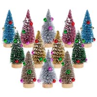 Mini Árboles De Navidad Yookat, 12 Unidades Con Base De Madera, 10 Cm, 12 Colores