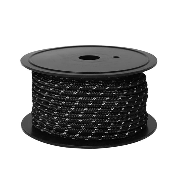 Camping 30M 6mm Reflective Tent Rope Guylines, Multifunción Tendedero Canopy Guy Line Fácil de Identificar en La Noche para Cable de Viaje Al Aire Lib Negro