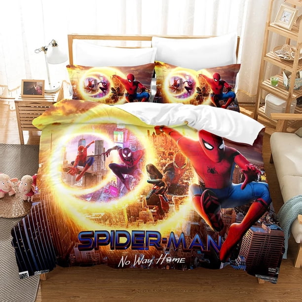 Marvel Spider-Man Bedding Set 3D Printed Soft 100% Polyester Boys Kids Comforter Set 3 Piece Full Size Gift for a Friend Bed Sheets