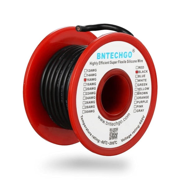Cable BNTECHGO 16 AWG de silicona flexible, 7,5 m, negro
