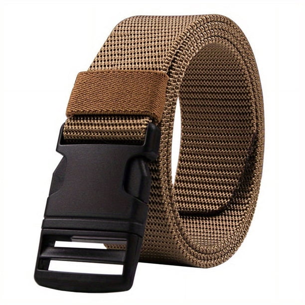 Men's Nylon Canvas Belt Metal-Free Plastic Buckle Military Tactical Belt Outdoor Webbing Web Waist Belt
