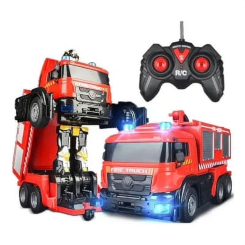 Genérico - Auto A Control Remoto Transformer Bombero Lanza Agua Rojo