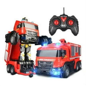 Genérico - Auto A Control Remoto Transformer Bombero Lanza Agua Rojo
