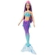 thumbnail image 2 of Barbie Dreamtopia Mermaid muñeca (cabello morado) con cola de sirena de marina azul y púrpura y tia, 2 of 3