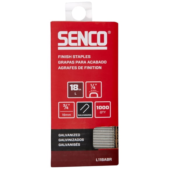 Staples Senco L11BABR, 19 mm, calibre 18, galvanizado, paquete de 1000 unidades