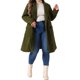 thumbnail image 2 of Abrigos largos de invierno para mujer de talla grande de Agnes Orinda con solapa de muesca y doble botonadura, gabardina 2X verde militar, 2 of 6