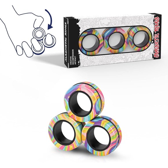 Anillos Magnéticos Fidget Finger Rock, 3 piezas