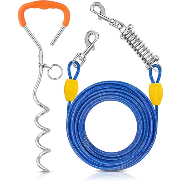 Cable de sujeción para perro Petbobi de 4 mm con estaca de 16 pulgadas