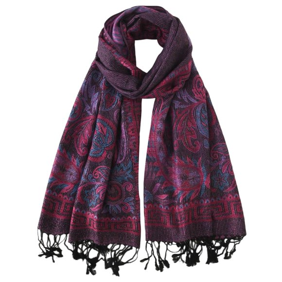 Pashmina Nonakgado Morado con Motivo Paisley Jacquard