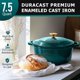 thumbnail image 2 of Horno holandés de hierro fundido esmaltado MUELLER HOME de 7,5 qt color esmeralda, 2 of 9