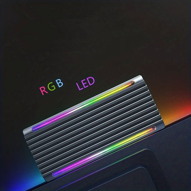 M.2 Hard Drive Case, RGB USB3.1 Hard Drive Case, USB-C/10Gbps Hard Drive Adapter, Supports NVME/NGFF Dual Protocol, Game Mate, Downward Compatible With USB3.2/USB3.1/USB3.0/USB2.0