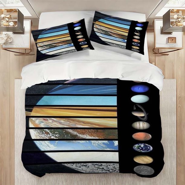 Solar System Planets Pattern Bedding Set Soft and Comfortable Bedding Set