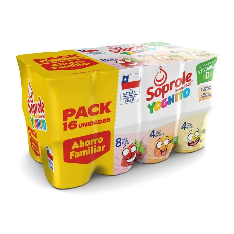 Yoghurt Batido Multisabor Pack 16 Un Soprole
