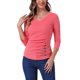 thumbnail image 1 of INSPIRE CHIC Blusa Fruncida para Mujer de Regreso a Clases con Botones Decorativos Cuello en V Manga 3/4 Top de Punto Sólido Rojo Sandía XL, 1 of 5