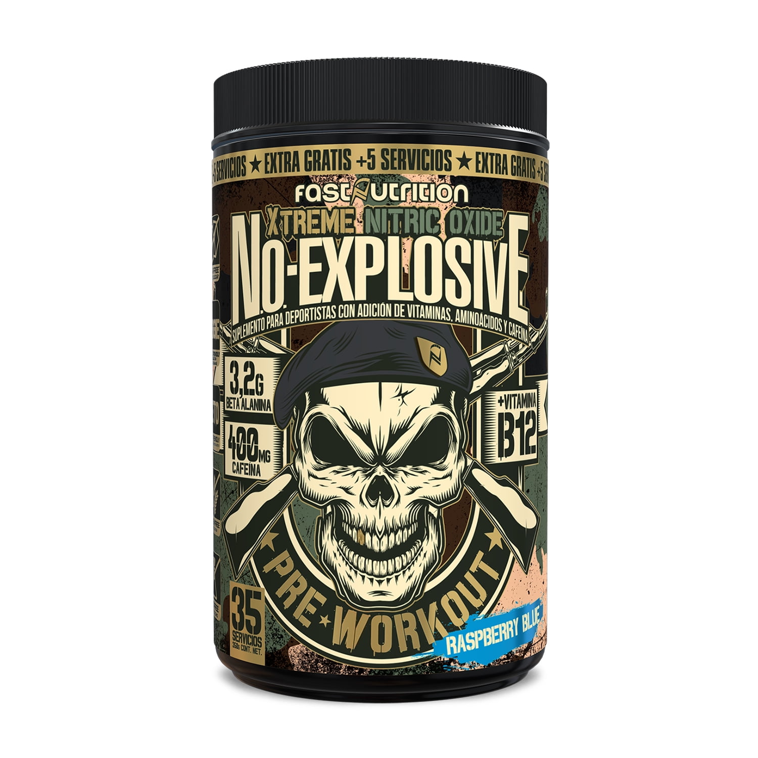 Fast Nutrition - Pre Workout N.o. Explosive 35 Serv Sabor Rapsberry Blue