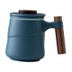 thumbnail image 1 of Taza De Té De Cerámica Con Tapa De Filtro Mango De Madera Para Té Azul, 1 of 5