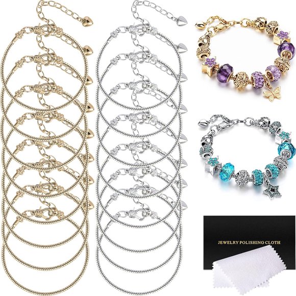 Pulsera Cadena Snake de 16 Piezas ZYEHXED de 6,5 in, Oro y Plata