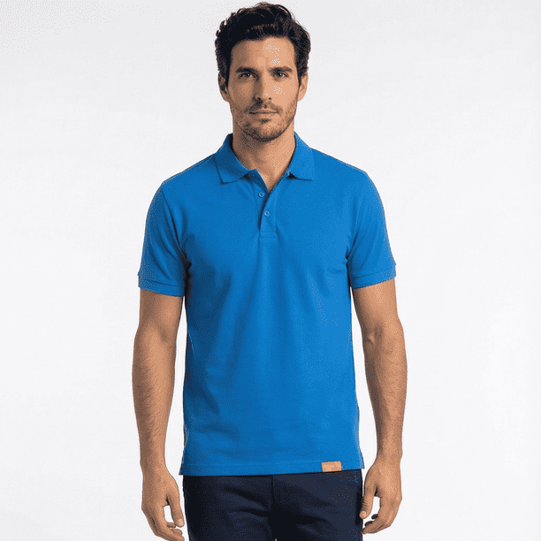 Polera Polo 60% Algodón Manga Corta Hombre Azulino