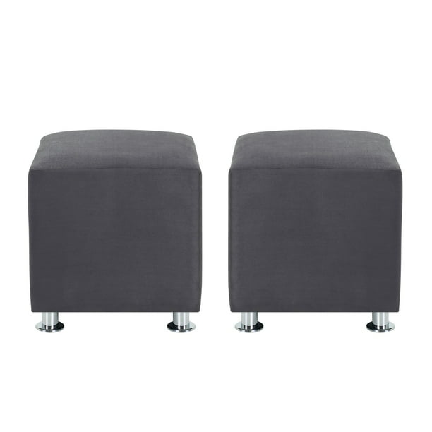 Set Pouf Cali 1c Felpa 12 Gris