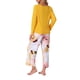 thumbnail image 3 of INSPIRE CHIC Conjunto de Pijama de Manga Larga para Mujer, Conjunto de Descanso Suave y Elástico con Top Sólido y Pantalones Capri Florales para Casa M Amarillo, 3 of 6