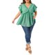 thumbnail image 2 of Agnes Orinda Blusa de Pascua para Mujer Talla Grande con Volantes en el Cuello en V de Manga Corta Casual de Verano Babydoll Lindo 2X Verde, 2 of 6