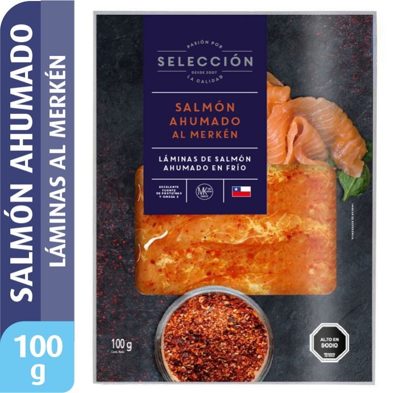 Salmón Ahumado Al Merkén En Láminas 100 g Selección