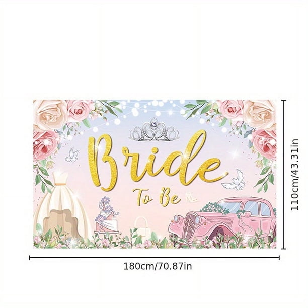 1pc, Wedding Flag Church Wedding Props Arrangement Decoration Hanging Flag Pink Wedding Banner Romantic Background Cloth