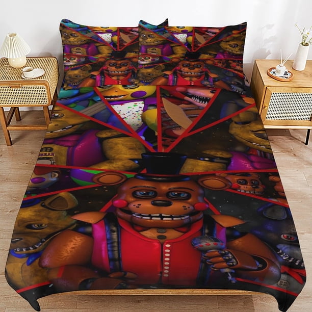 x256 Five Nights at Freddy's FNAF Bed Duvet Cover Microfiber Bedding Sets 3D Printed Lightweight 3 Piece Comforter Sets, 1 Duvet Cover And 2 Pillow Shams for Kids Boys Girls 79"x90" jn2