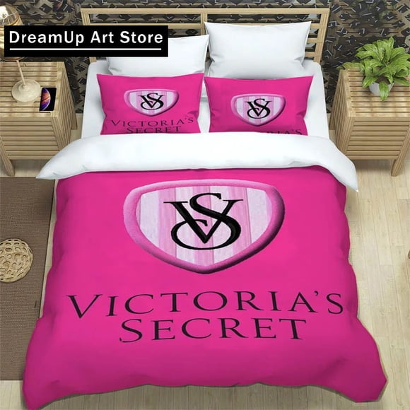 V-Victorias Luxury S-SecretS VS Pink Printe Bedding Set Boys Girls Duvet Cover Pillowcase Bed Adult