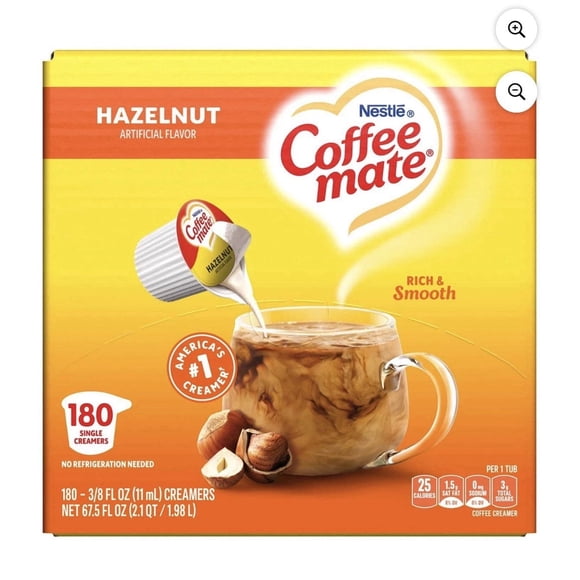 Crema para Café Individual Avellana Coffee-Mate Nestle 180 x 11 ml