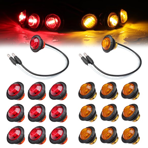 Luz marcadora TMH 19 mm LED Ámbar/Rojo 20 piezas 12 V