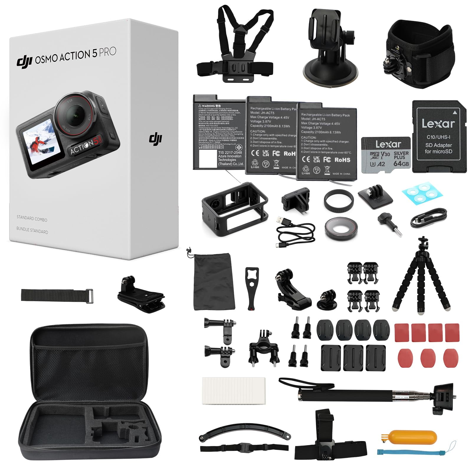 Cámara De Acción Dji Osmo Action 5 Pro Con Kit De Accesorios De 64 Gb