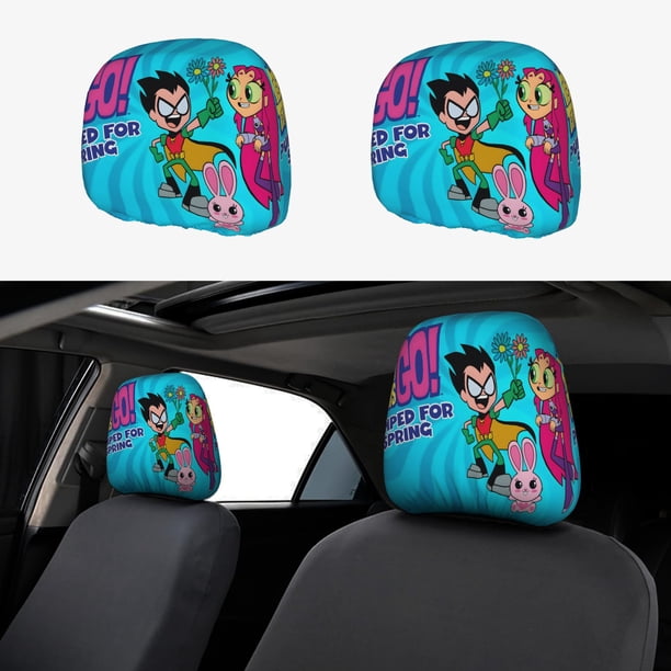 Los Jóvenes Titanes en Acción Funda Protectora Universal para Reposacabezas de Coche, Funda Elástica para Reposacabezas de Asiento de Auto, Funda de Tela Antipolvo, Accesorios de Interior 2 Piezas