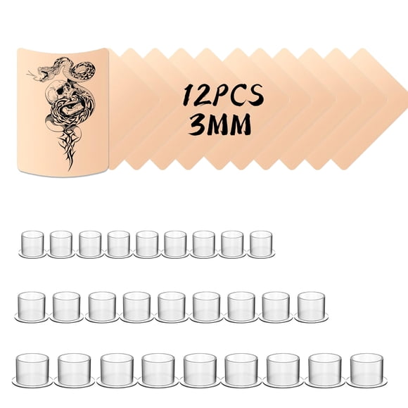 Kit de Práctica de Tatuaje POSEIDON 312 Piezas con Piel Falsa y Vasos para Tinta