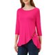 thumbnail image 1 of INSPIRE CHIC Blusas para Mujer Cuello Redondo Manga 3/4 Decoración de Botones Dobladillo Irregular Estilo Casual Blusa S Rosa Fucsia, 1 of 6