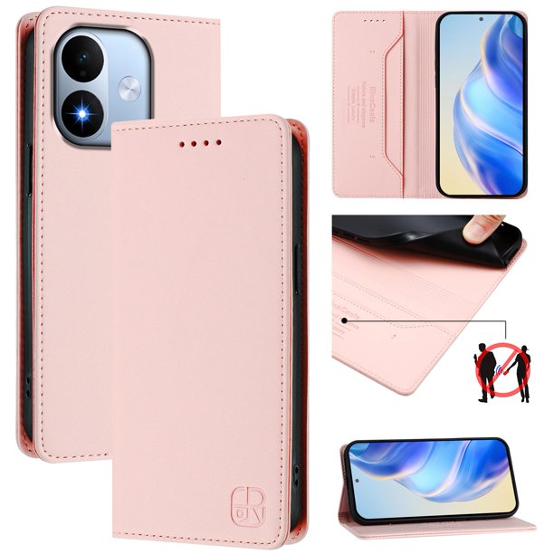 Funda Billetera con Soporte para Xiaomi Redmi Note 17 4G Bloqueo RFID Plegable Rosa