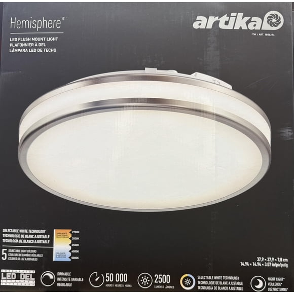 Lámpara de techo Artika Hemisphere LED con montaje empotrado, 38 x 38 x 8 cm