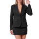 thumbnail image 2 of INSPIRE CHIC Blazer de Mujer de un Solo Botón con Solapa de Muesca, Mangas Largas, Ajuste Entallado, Cuello en V, Chaqueta de Traje de Trabajo Grande Negra, 2 of 6