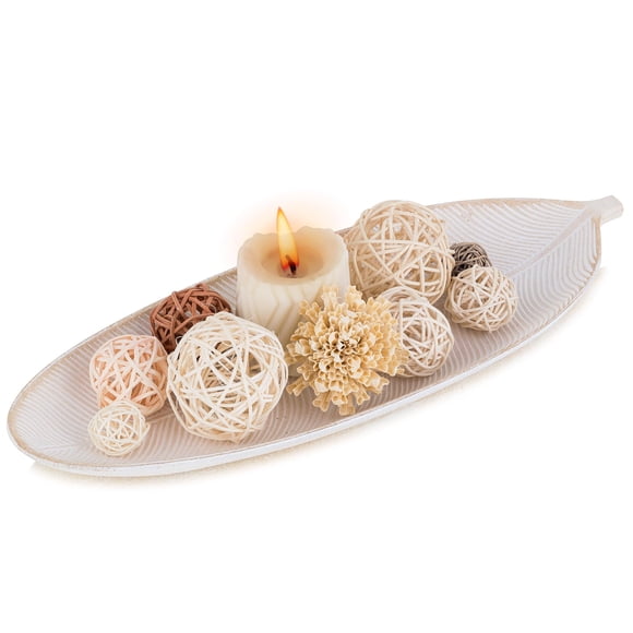 Bandeja Hanobe de Madera con Forma de Hoja 40,5 cm Marrón Claro/Oro