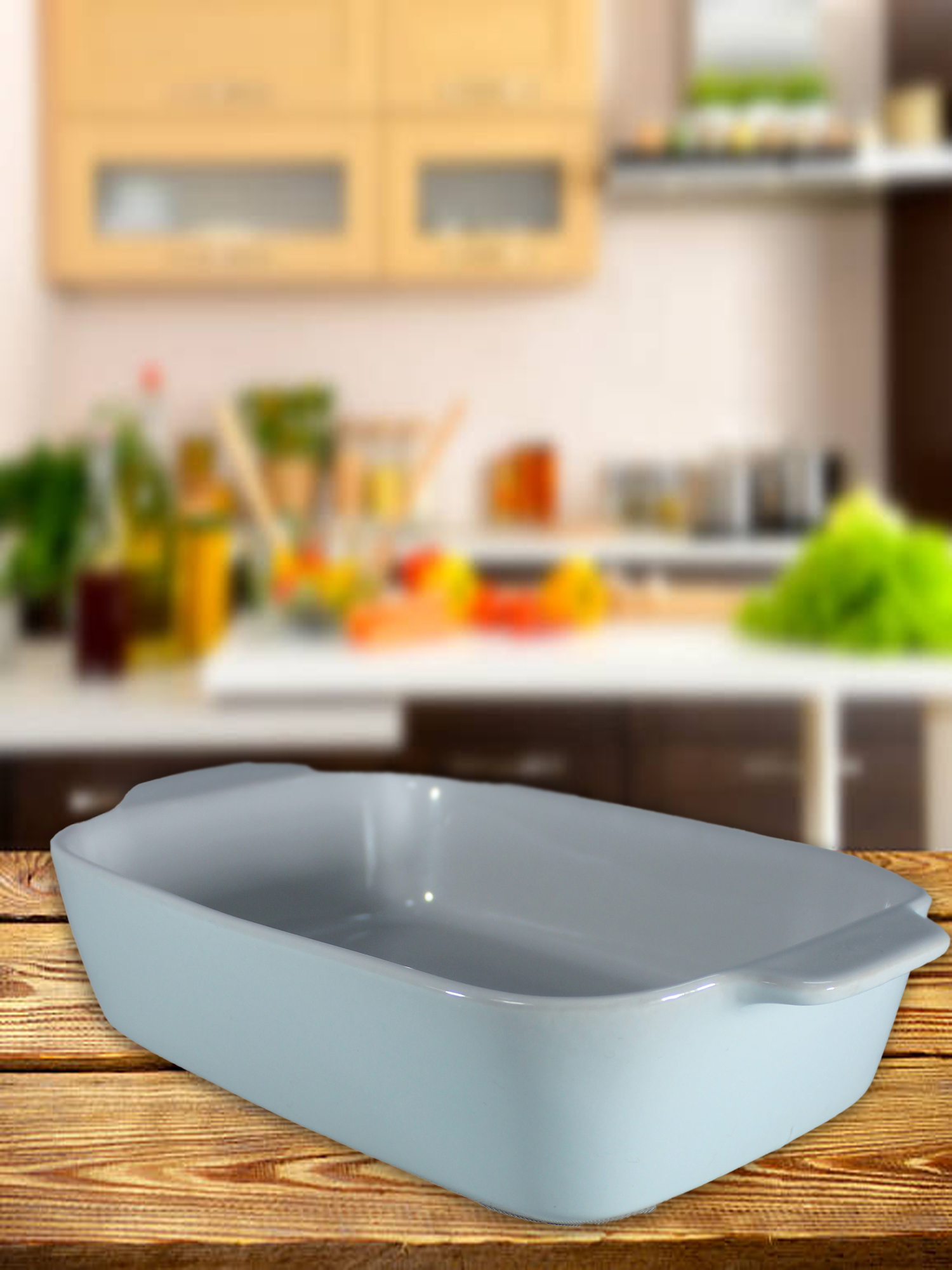 Genérico - Fuente De Cerámica P/Horno Tipo Gres - Rectangular 26X15 Blanco/Verde P1393